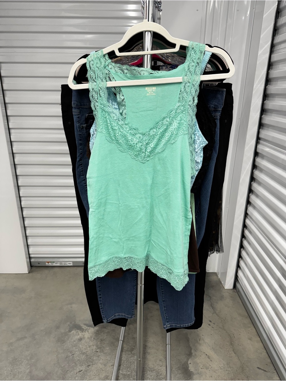 Mossimo | Ribbed Racerback Tank with Lace Trim in Mint Green | size XXL